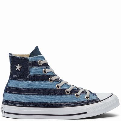 Női Converse Denim Patchwork Chuck 70 Magasszárú Cipő CO3502479 Sötétkék Csíkok